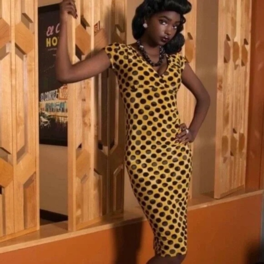 Bettie Page Polka-Dot Wiggle Dress